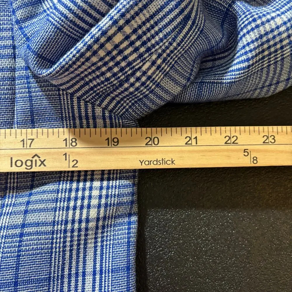 Mango Trench Coat Women's Small Blue White‎ Plaid Double Breasted Office Career